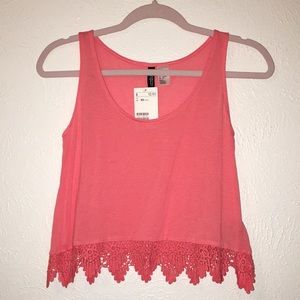 Short sleeve coral crop top